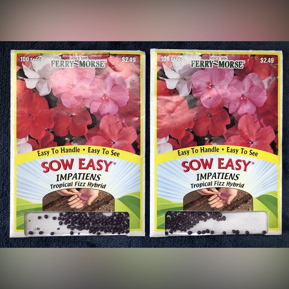2 Packs Ferry Morse Sow Easy Impatiens Tropical Fizz Hybrid Seeds 200 Seeds 2022